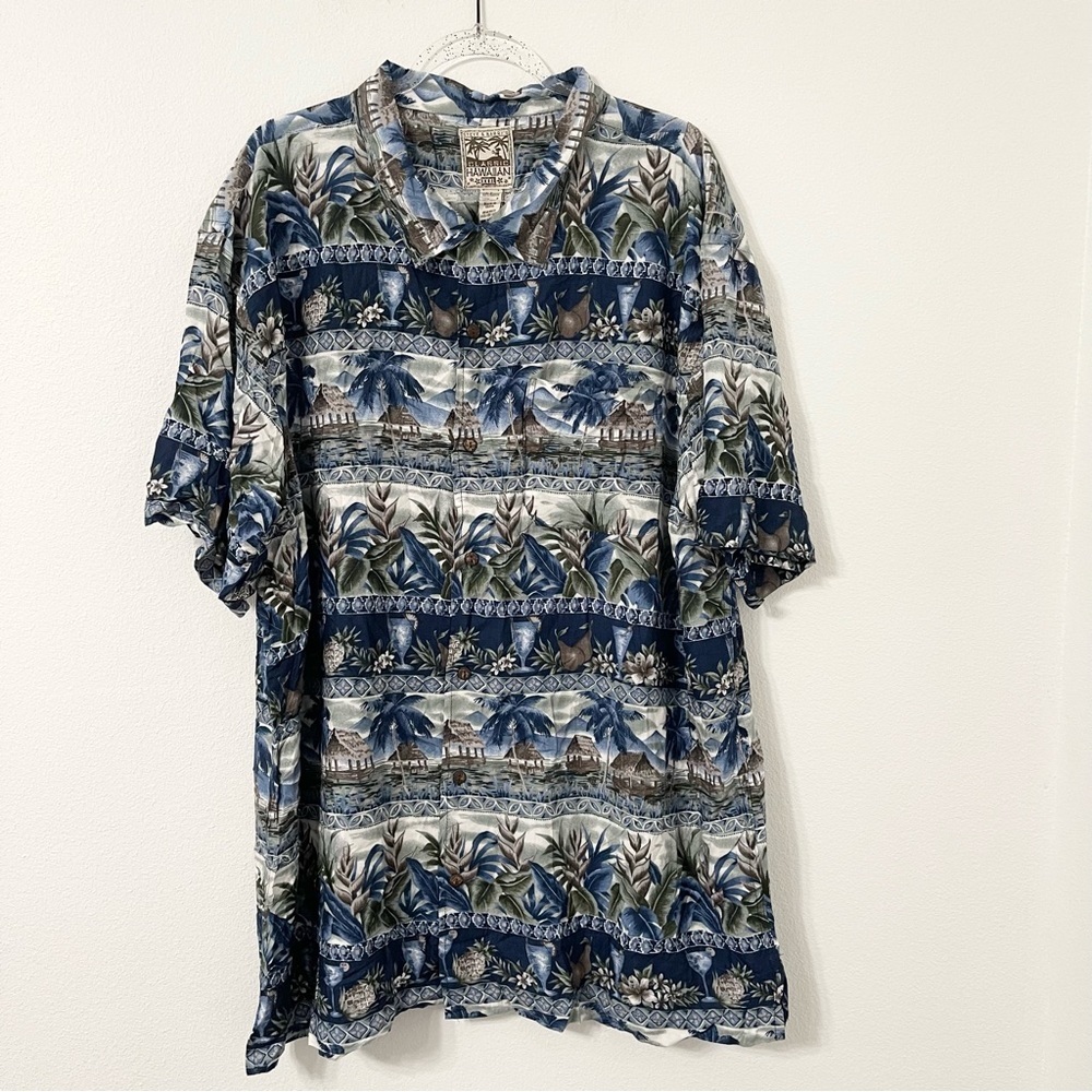 Steven & Barry’s Men’s Hawaiian tropical pineapple vintage Blue Size XXXL